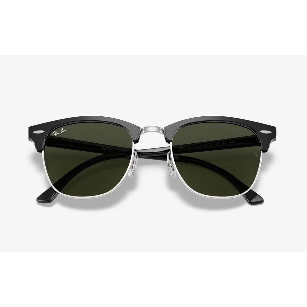 Ray-Ban RB2156 Clubmaster Classic Black Frame Silver Metal Sunglasses with Case